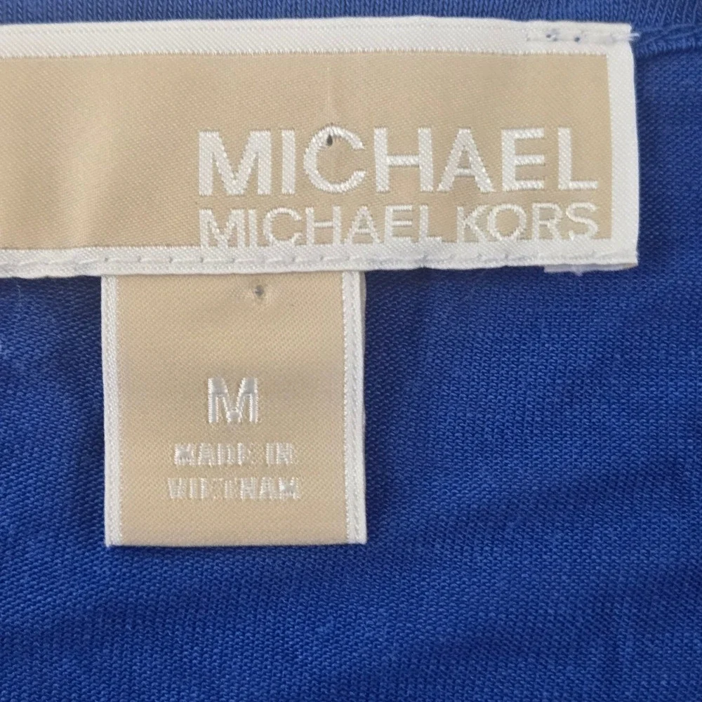 Michael Kors M Tunic Top Womens Blue Excellent‎ Sheer Trim High Low Hem
